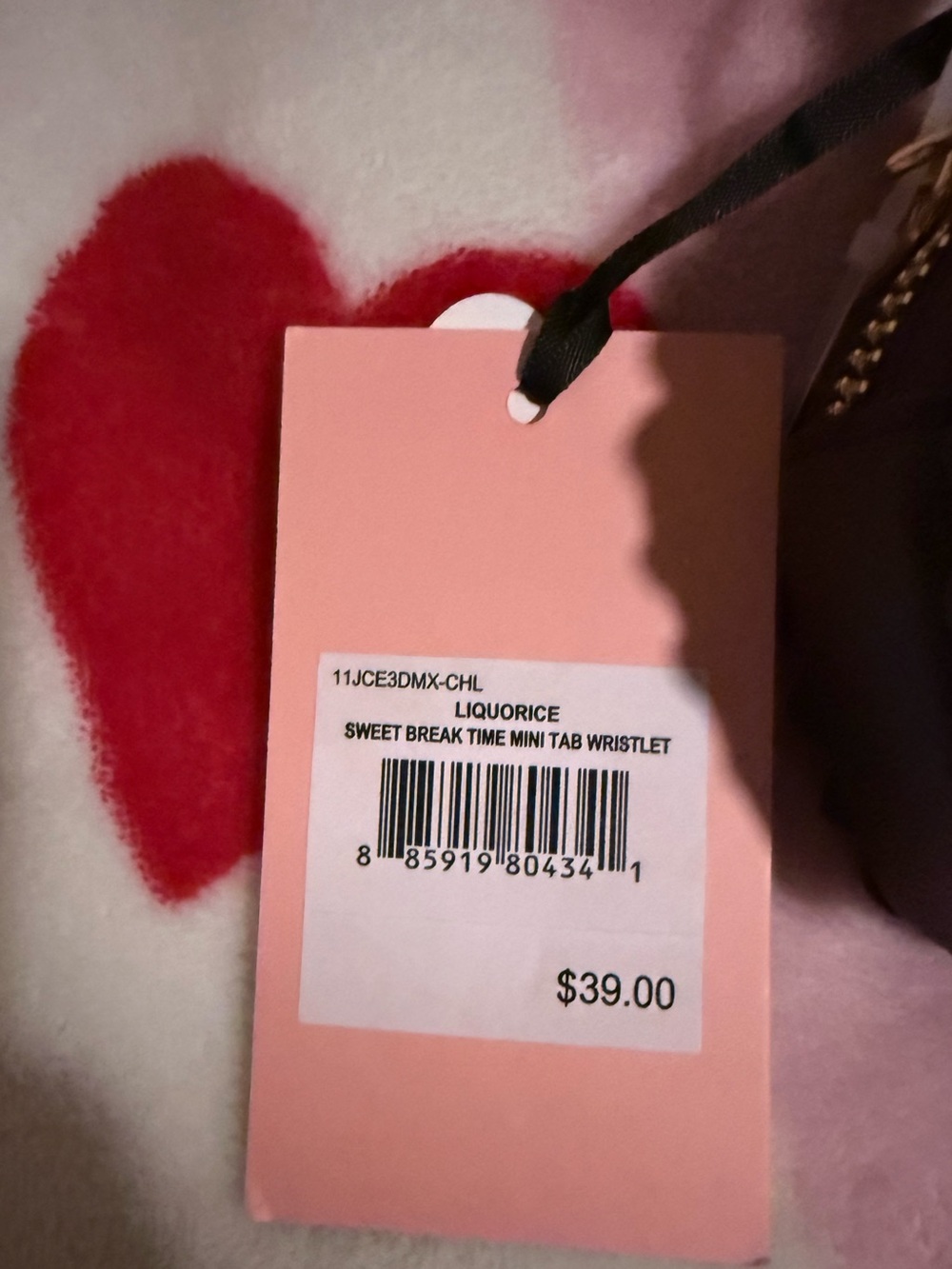 NWT Juicy Couture Sweet Break Time Mini Tab Wristlet in Liquorice/Black - Picture 2 of 4